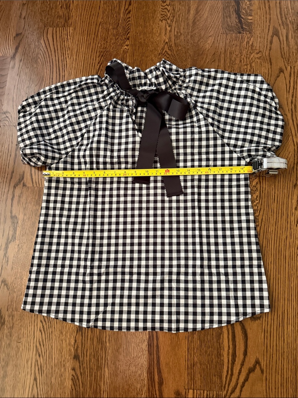 GeeGee black and white gingham bow top small - Picture 10 of 11